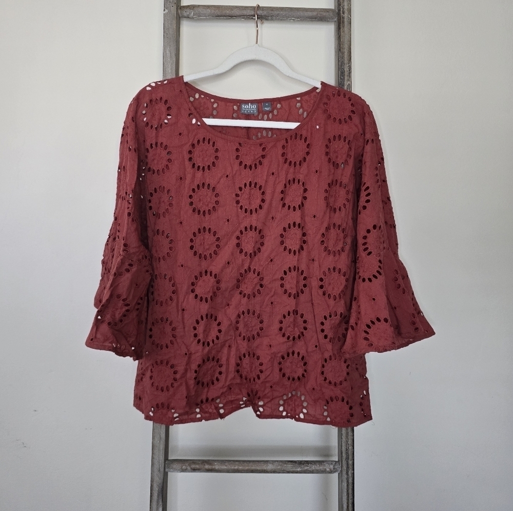 ⭐️40% Off⭐️ New York & Co. Soho Embroidered Cut Out Bell Sleeve Top